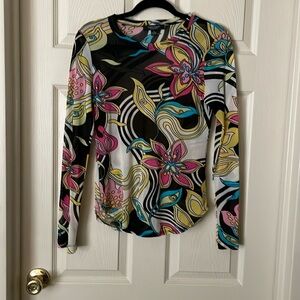 Psychedelic print, long sleeve shirt, size, large multicolored
